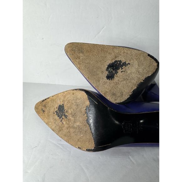 Vtg Charles Jourdan US 8 EU 38 Purple Pumps Leather Heels 80s New Years Eve Glam - Picture 11 of 12